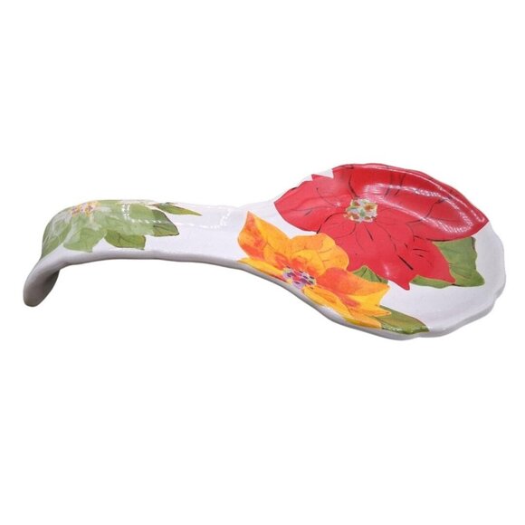 The Pioneer Woman Floral  Poinsettia Stoneware Spoon Rest - Picture 1 of 5